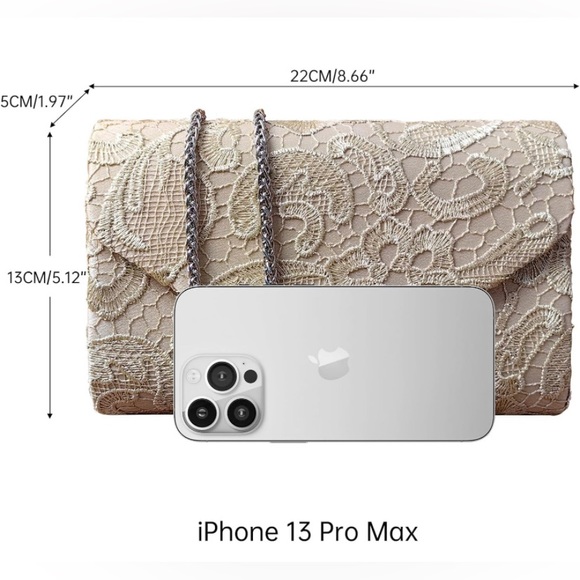 🍀NWOT Premium Lace Paisley Floral Fabric Satin Envelope Flap Clutch Evening Bag - Picture 4 of 6